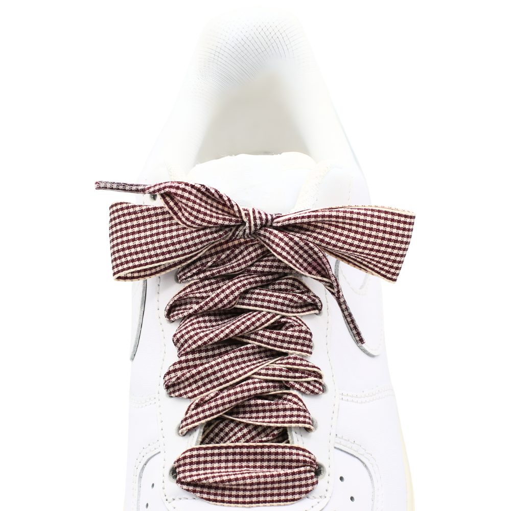 ribbon shoe laces brown microcheck
