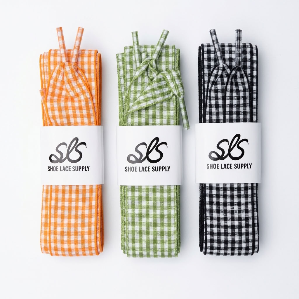 ribbon shoe laces gingham
