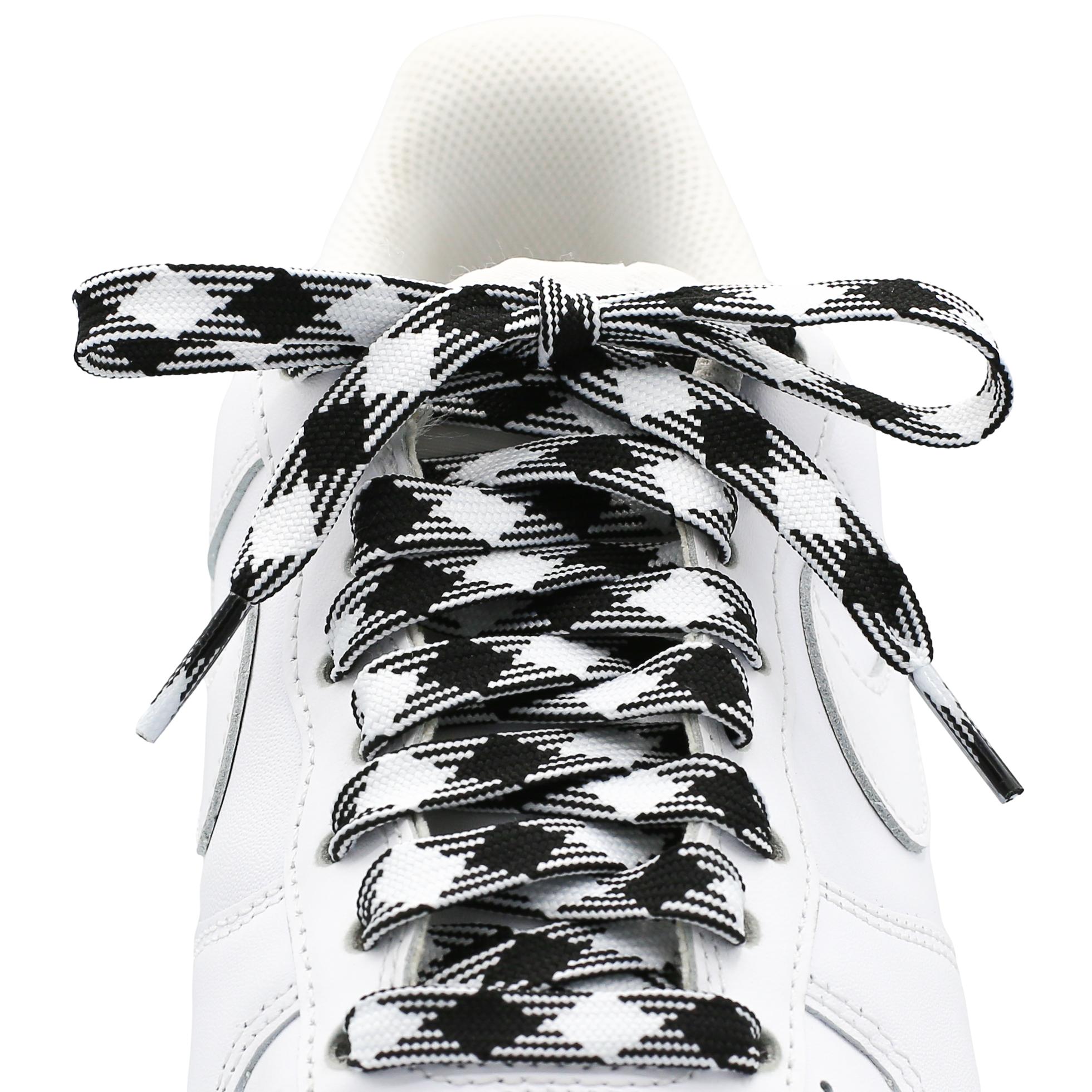 Diamond Plaid Shoe Laces - Black & White