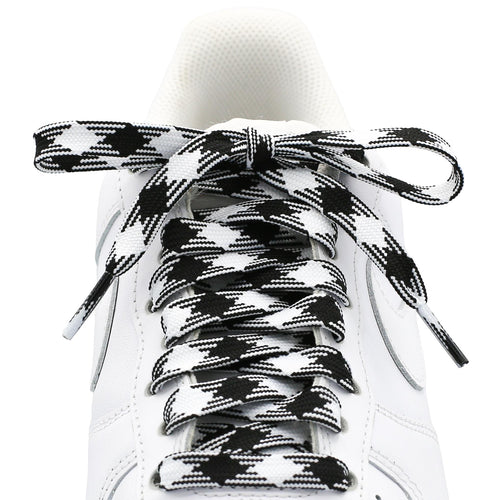 Diamond Plaid Shoe Laces - Black & White Diamond Plaid Shoe Laces
