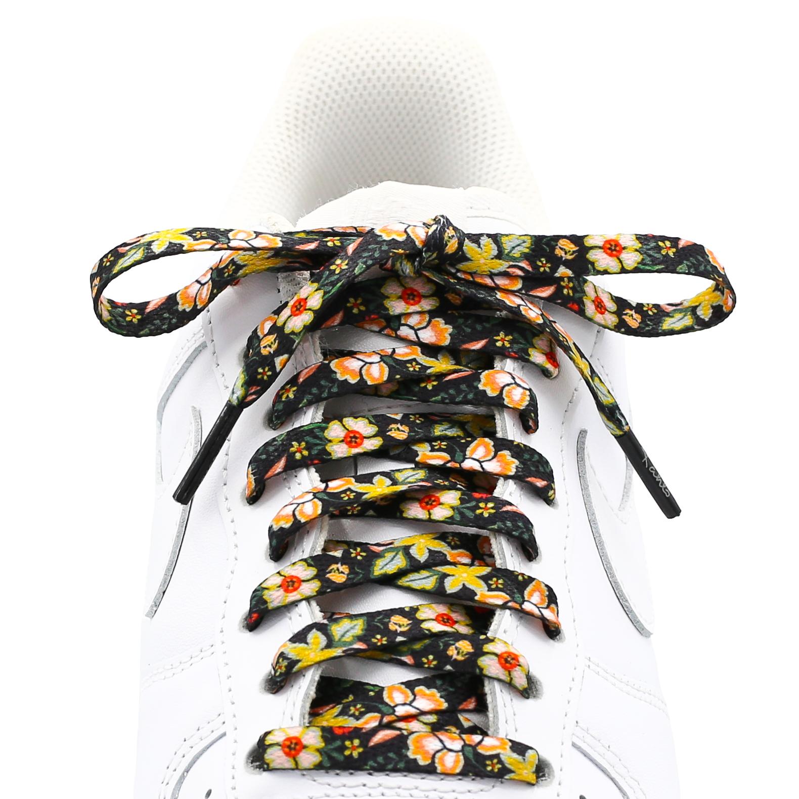 The Frida Kahlo Shoe Lace Collection - Tehuana Dark Floral Pattern 